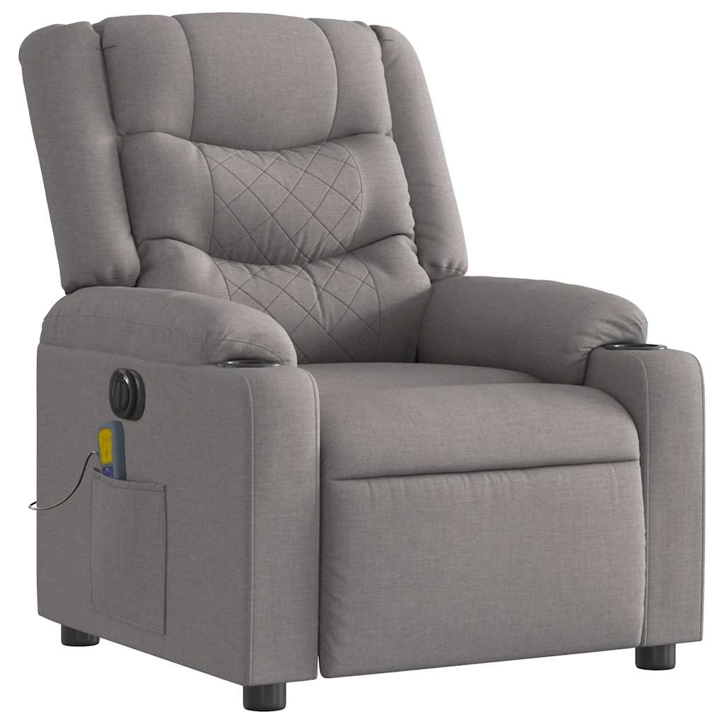 Fauteuil de massage inclinable électrique Taupe Tissu Fauteuils vidaXL