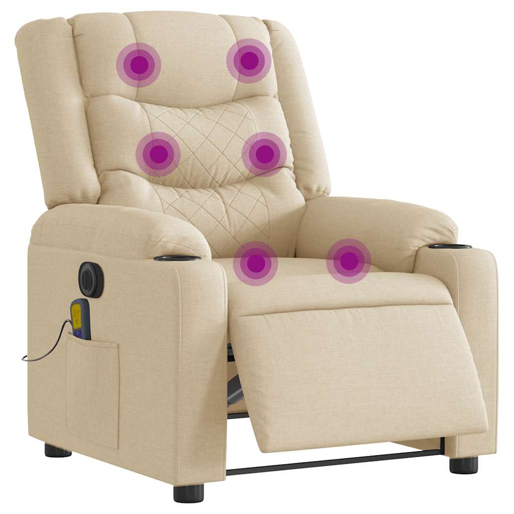 Fauteuil inclinable de massage électrique crème tissu Fauteuils vidaXL