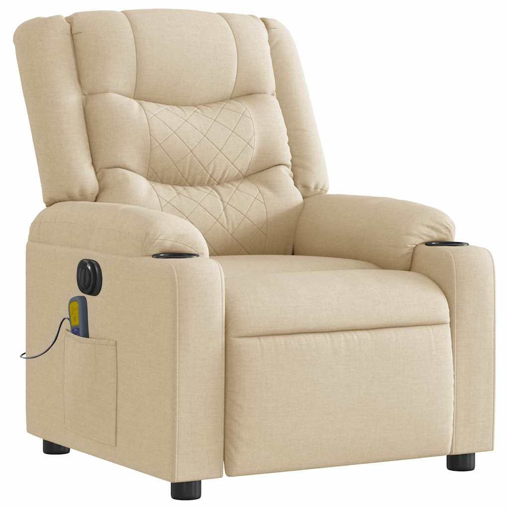 Fauteuil inclinable de massage électrique crème tissu Fauteuils vidaXL