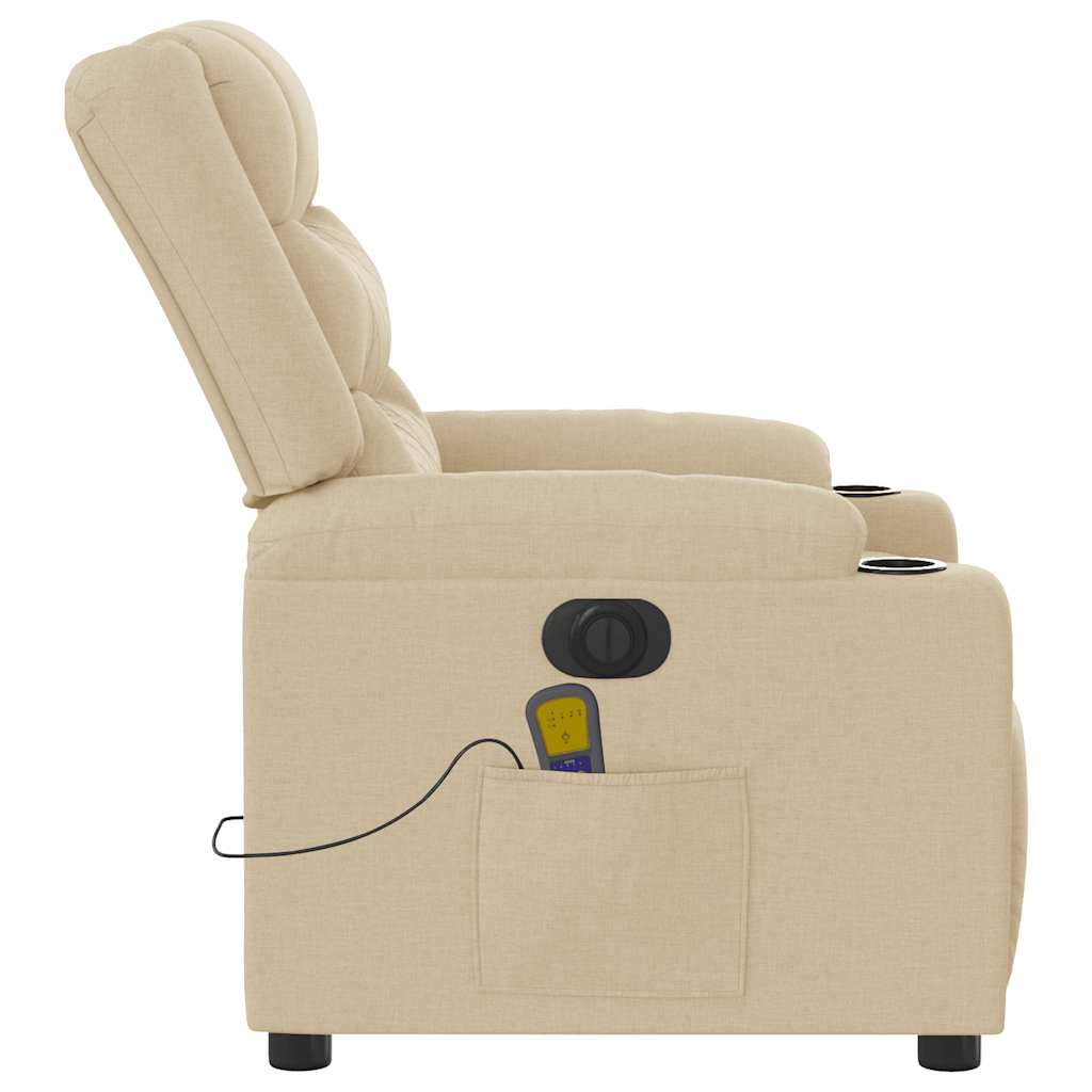 Fauteuil inclinable de massage électrique crème tissu Fauteuils vidaXL