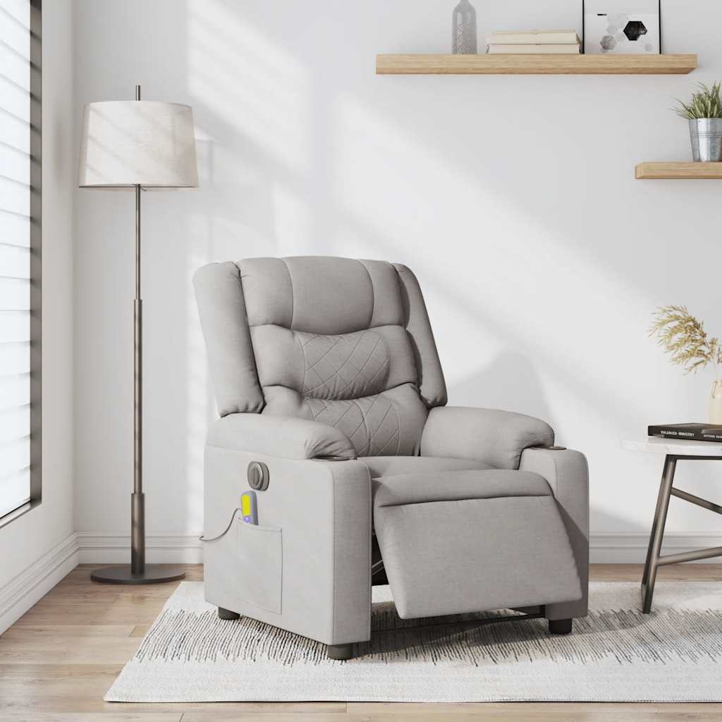 Fauteuil de massage inclinable électrique gris nuage tissu Fauteuils vidaXL