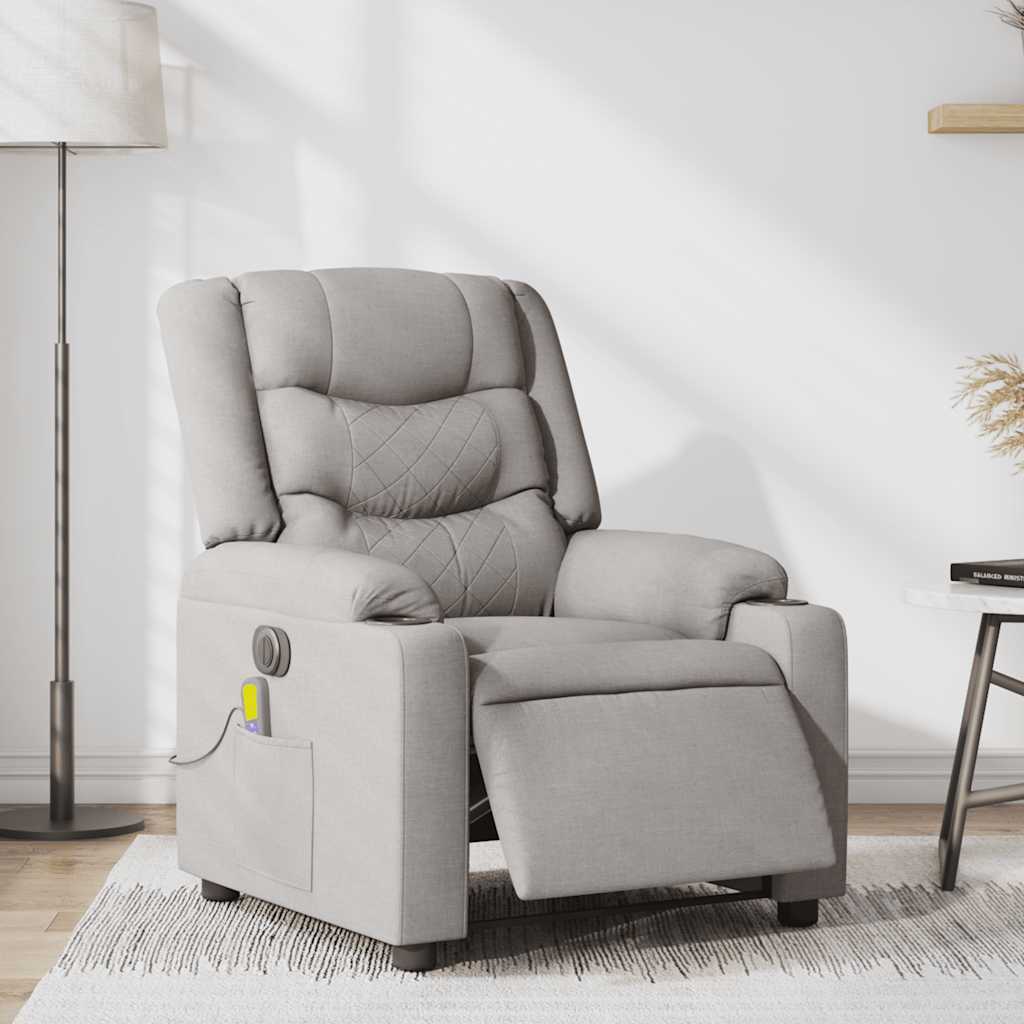 Fauteuil de massage inclinable électrique gris nuage tissu Fauteuils vidaXL