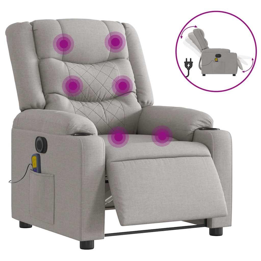 Fauteuil de massage inclinable électrique gris nuage tissu Fauteuils vidaXL