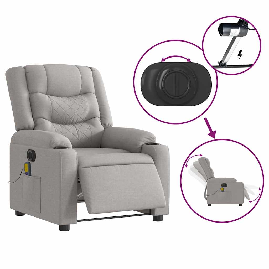 Fauteuil de massage inclinable électrique gris nuage tissu Fauteuils vidaXL