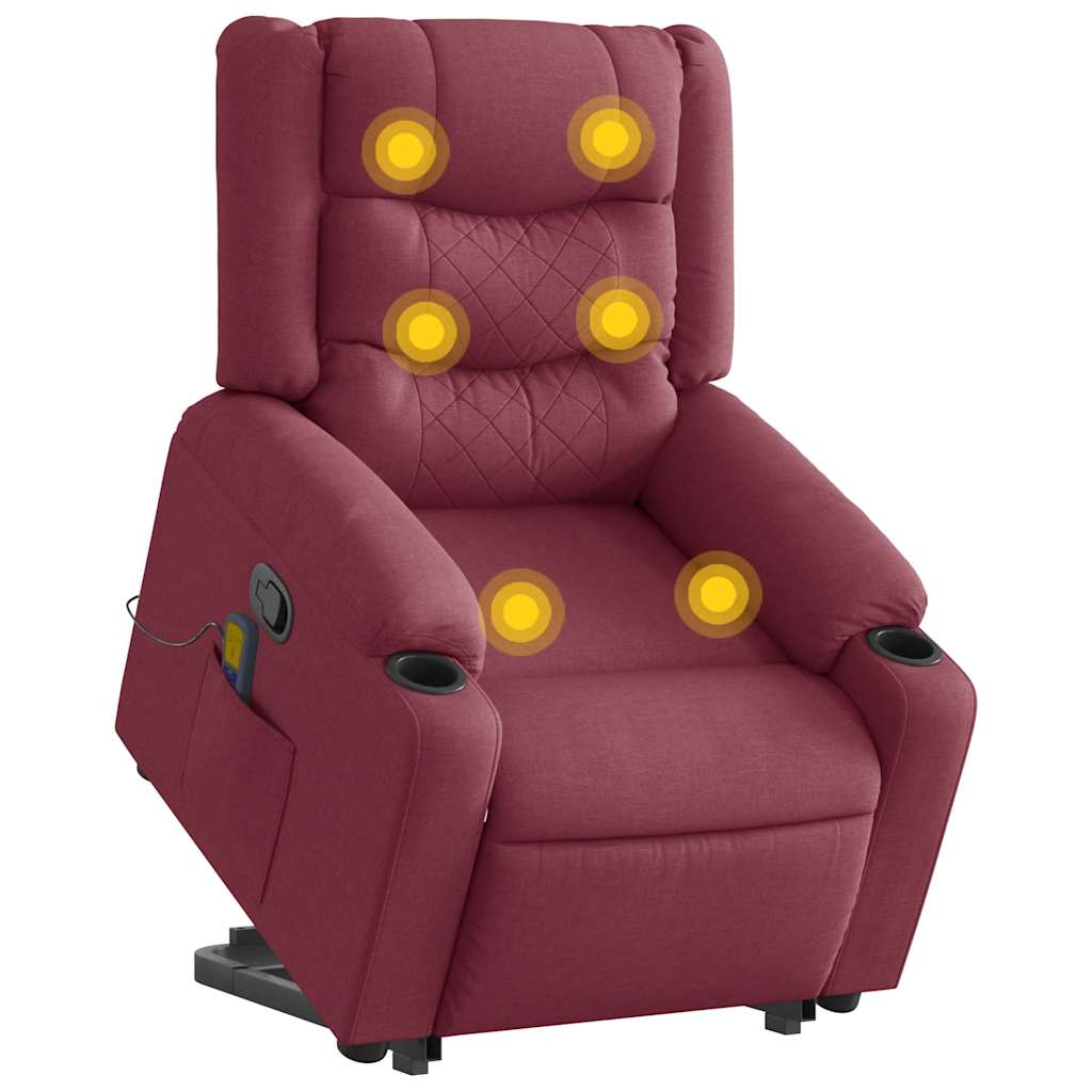 Fauteuil inclinable de massage Rouge bordeaux Tissu Fauteuils vidaXL