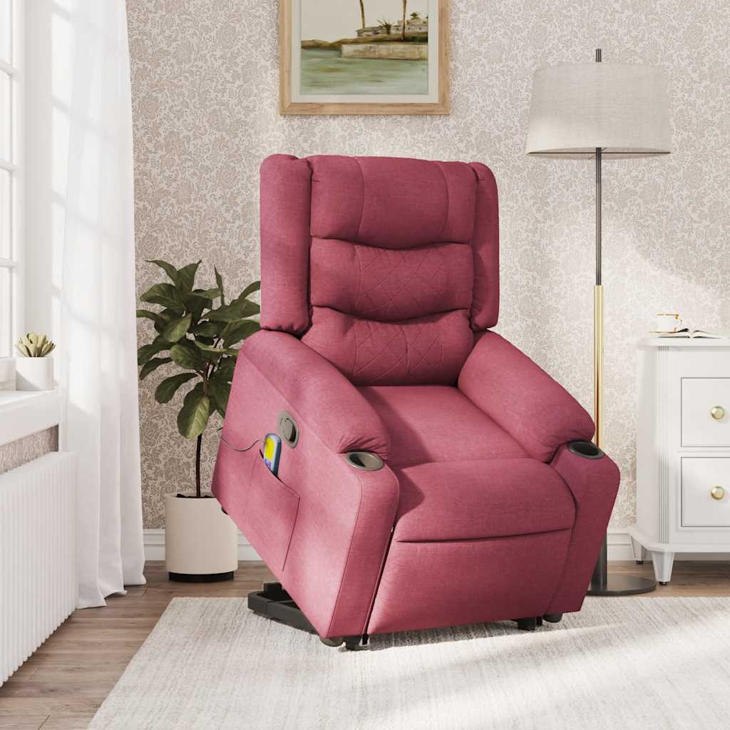 Fauteuil inclinable de massage Rouge bordeaux Tissu Fauteuils vidaXL