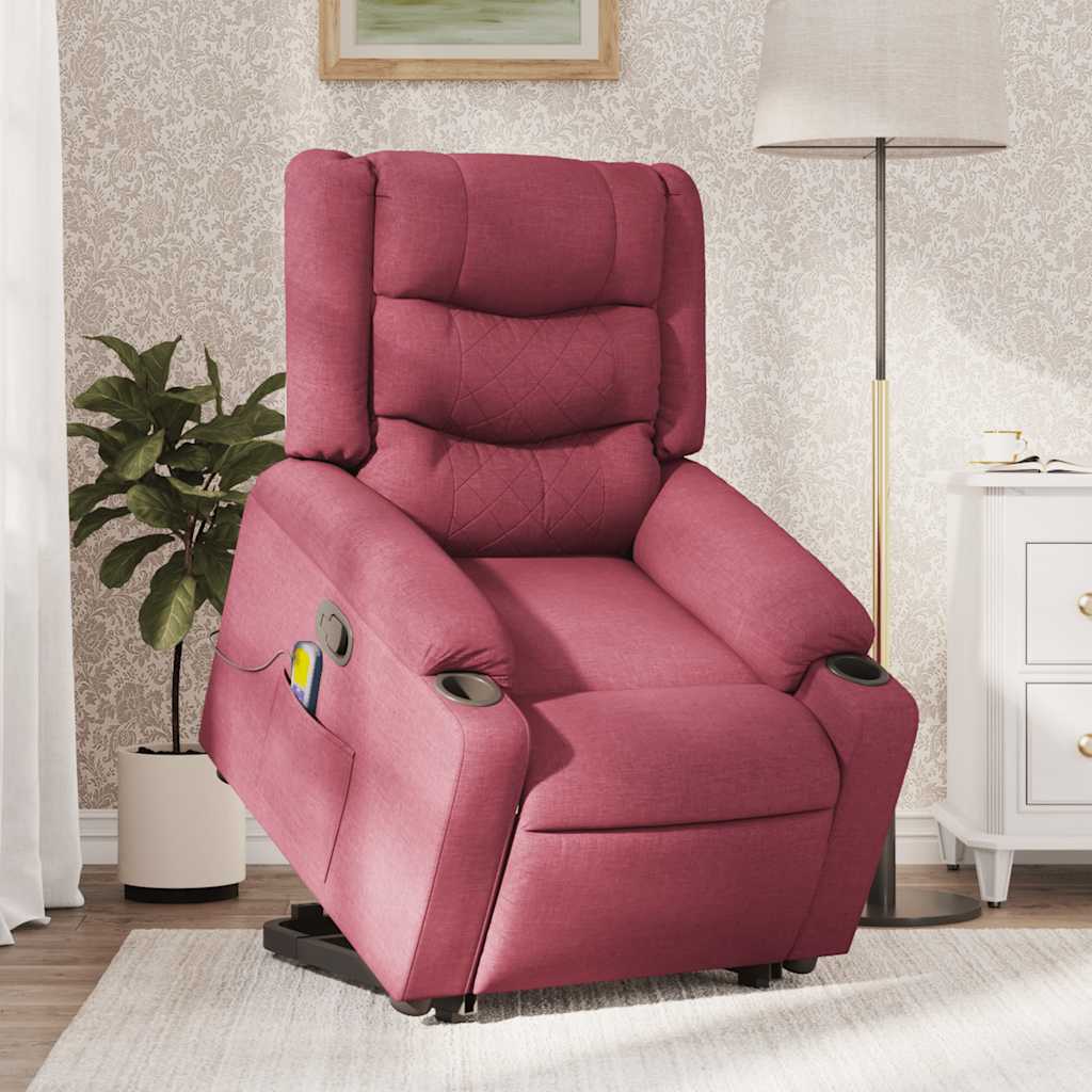 Fauteuil inclinable de massage Rouge bordeaux Tissu Fauteuils vidaXL