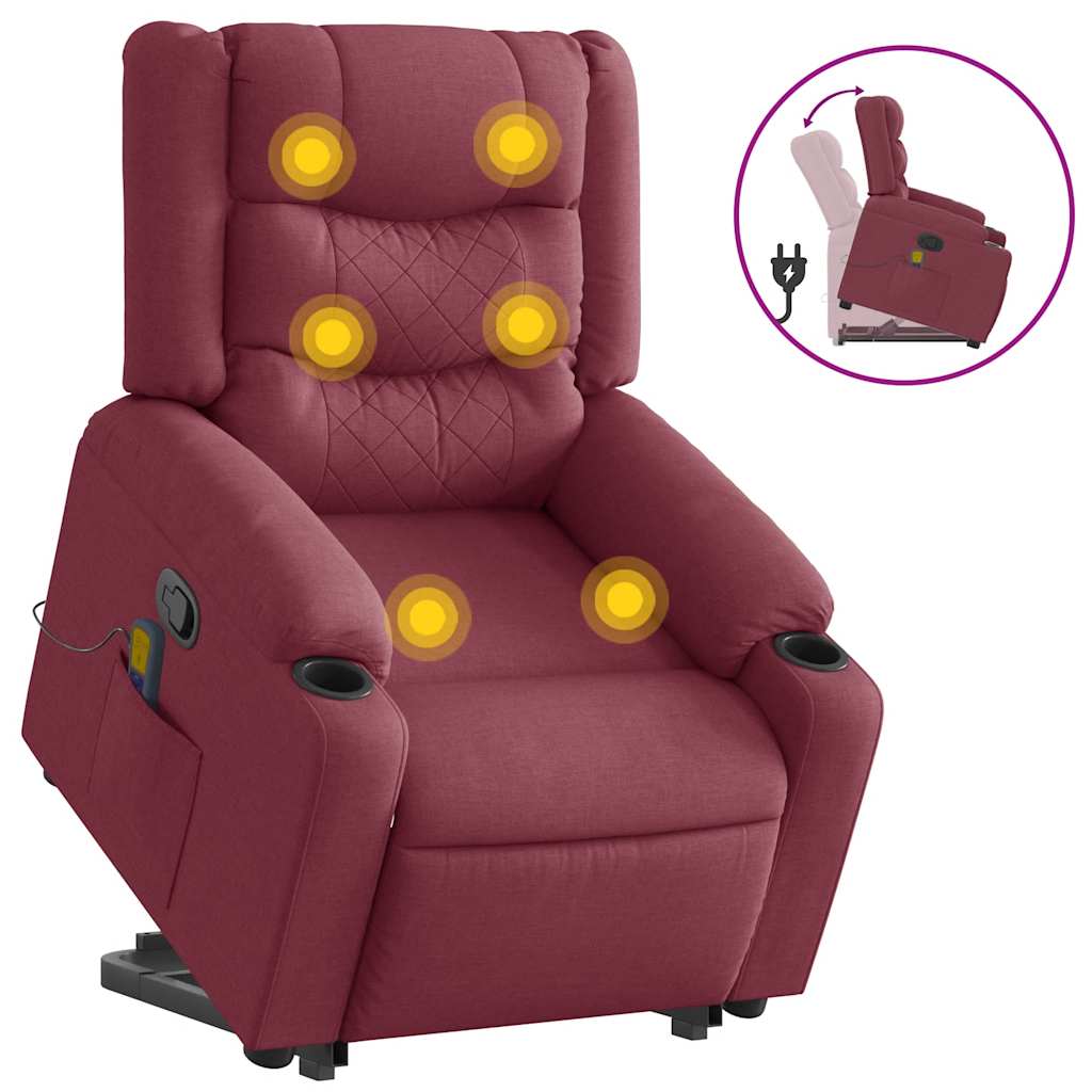 Fauteuil inclinable de massage Rouge bordeaux Tissu Fauteuils vidaXL