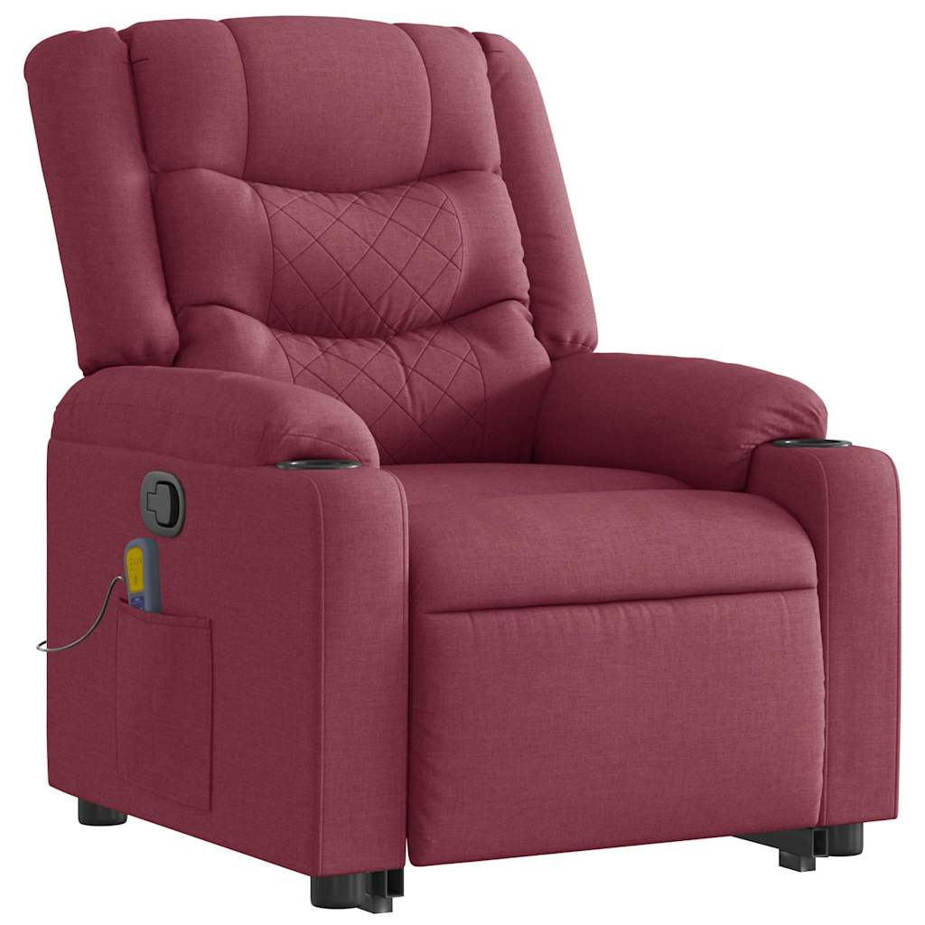 Fauteuil inclinable de massage Rouge bordeaux Tissu Fauteuils vidaXL