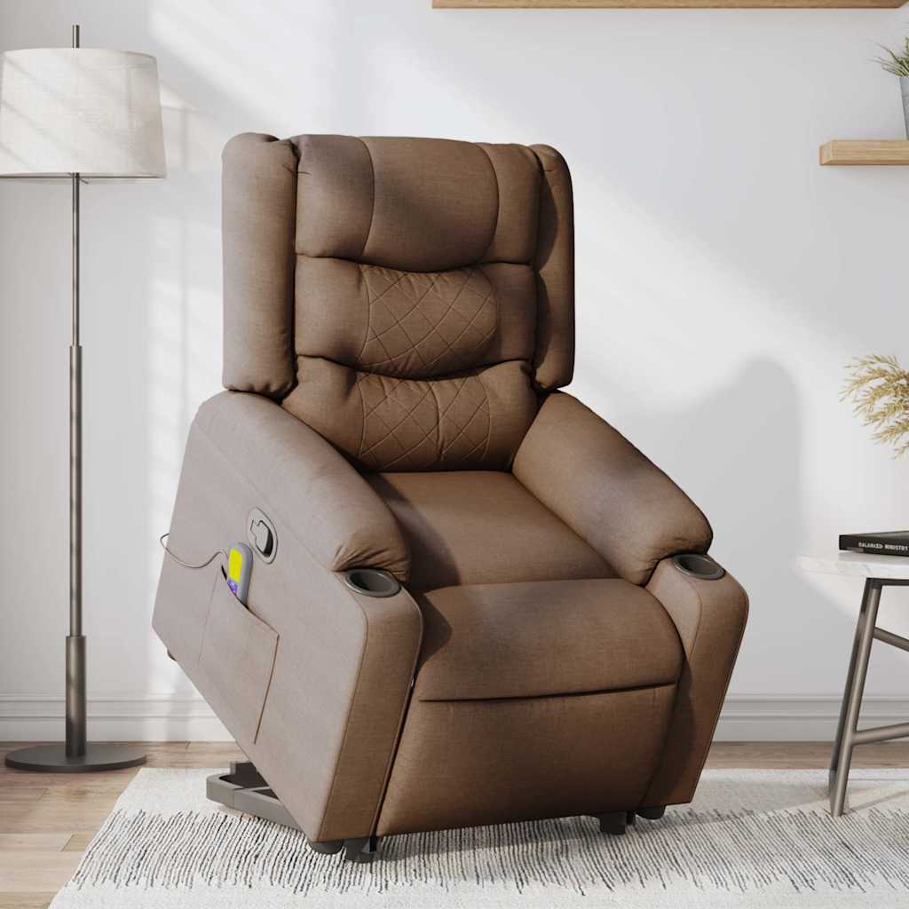 Fauteuil de massage inclinable Marron Tissu Fauteuils vidaXL