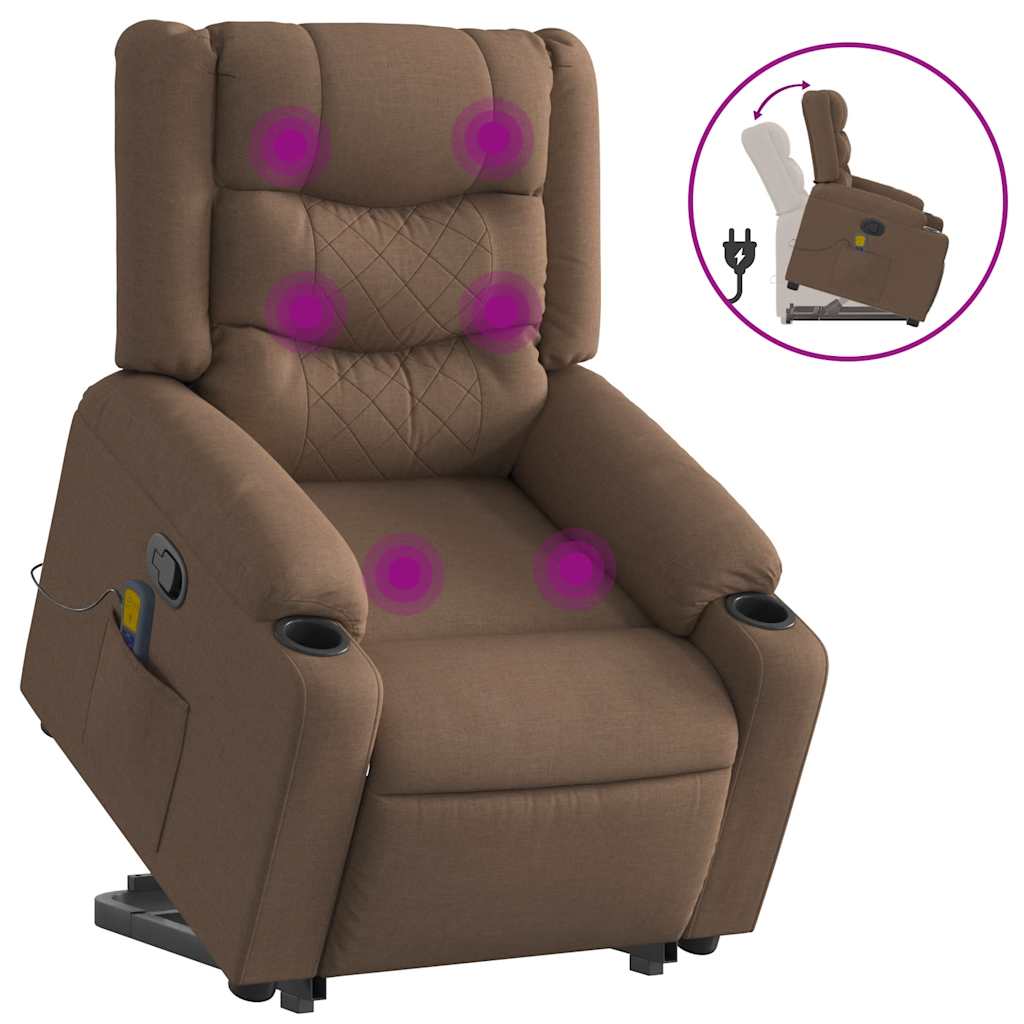 Fauteuil de massage inclinable Marron Tissu Fauteuils vidaXL