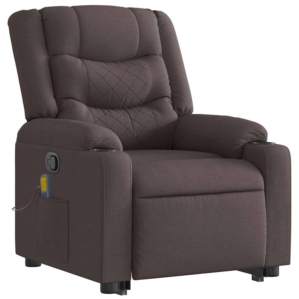 Fauteuil inclinable de massage Marron foncé Tissu Fauteuils vidaXL