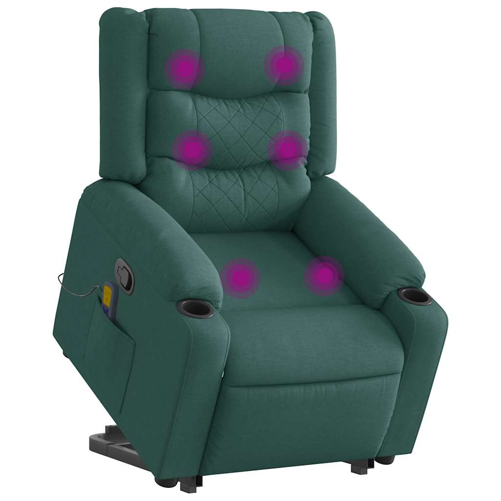 Fauteuil inclinable de massage Vert foncé Tissu Fauteuils vidaXL