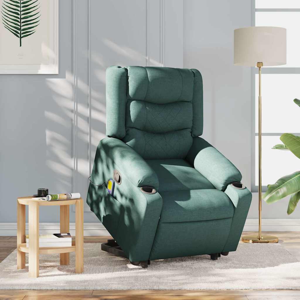 Fauteuil inclinable de massage Vert foncé Tissu Fauteuils vidaXL