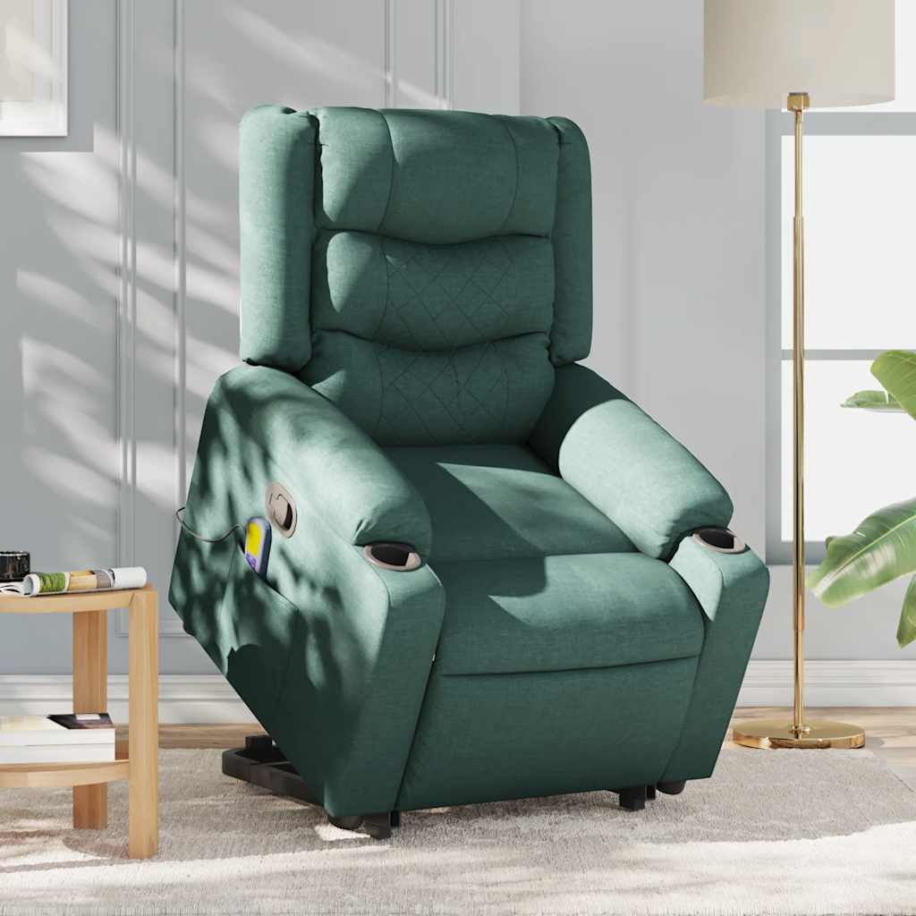 Fauteuil inclinable de massage Vert foncé Tissu Fauteuils vidaXL