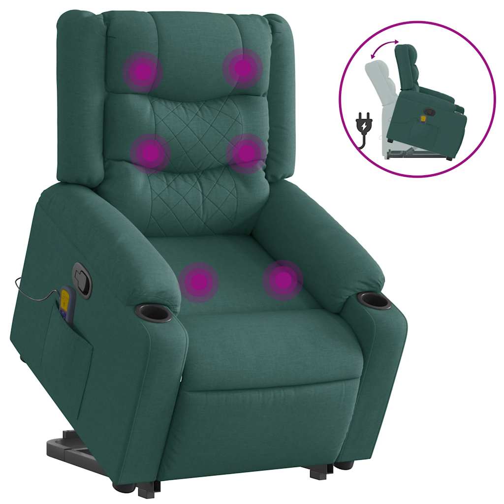 Fauteuil inclinable de massage Vert foncé Tissu Fauteuils vidaXL