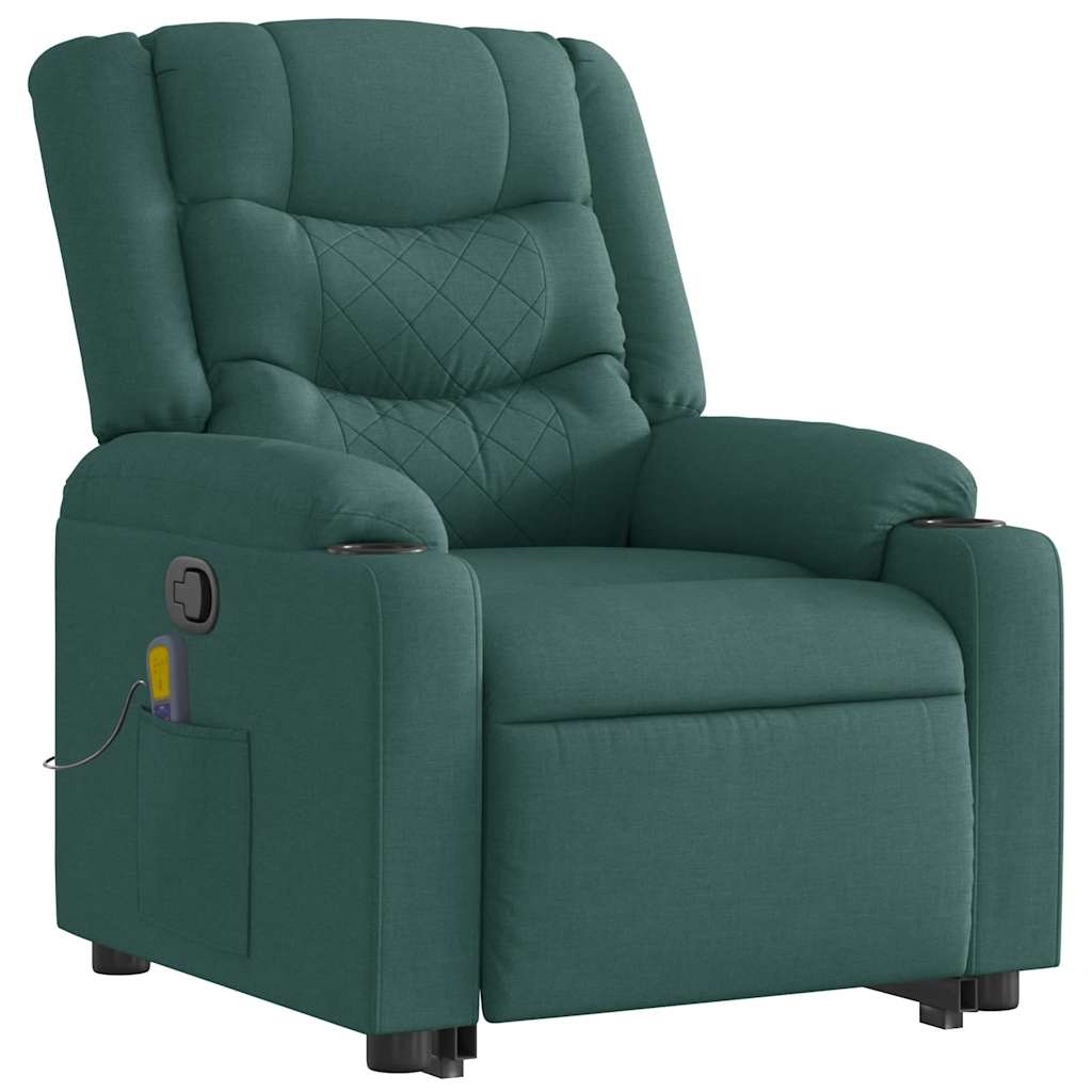 Fauteuil inclinable de massage Vert foncé Tissu Fauteuils vidaXL