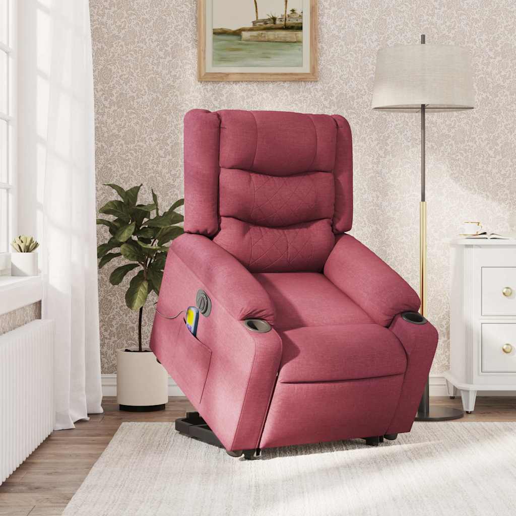 Fauteuil inclinable de massage électrique Rouge bordeaux Tissu Fauteuils vidaXL