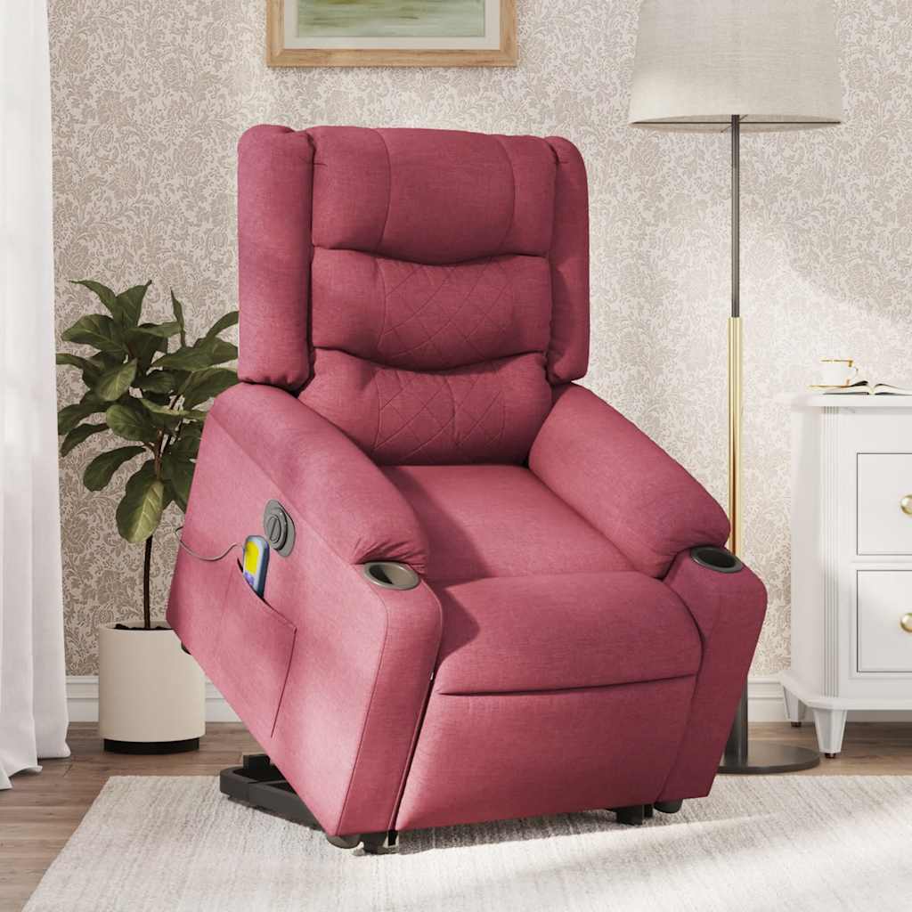 Fauteuil inclinable de massage électrique Rouge bordeaux Tissu Fauteuils vidaXL