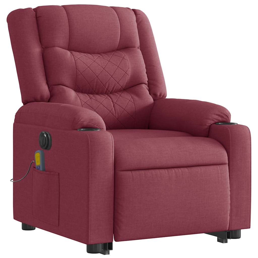 Fauteuil inclinable de massage électrique Rouge bordeaux Tissu Fauteuils vidaXL