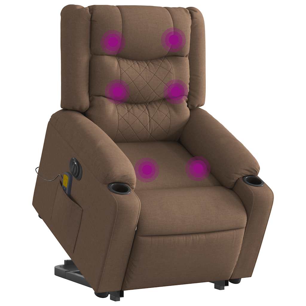 Fauteuil inclinable de massage électrique Marron Tissu Fauteuils vidaXL