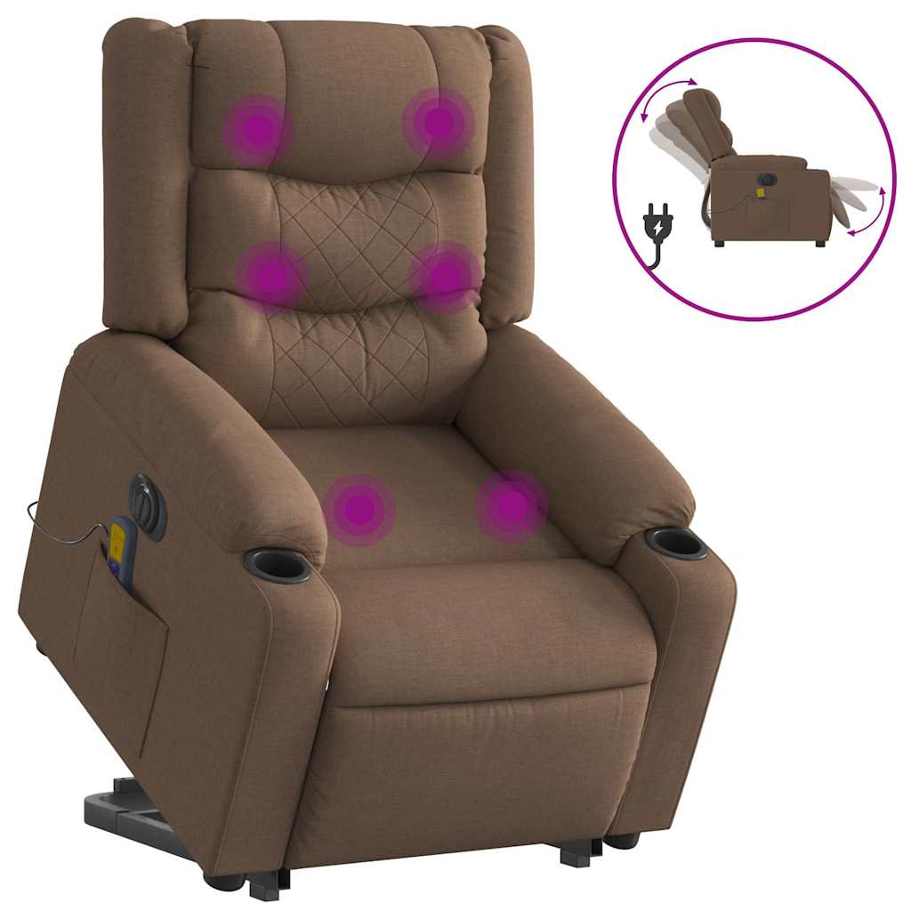 Fauteuil inclinable de massage électrique Marron Tissu Fauteuils vidaXL