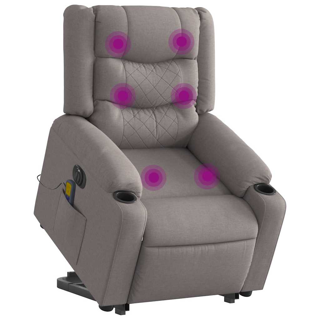 Fauteuil inclinable de massage électrique Taupe Tissu Fauteuils vidaXL