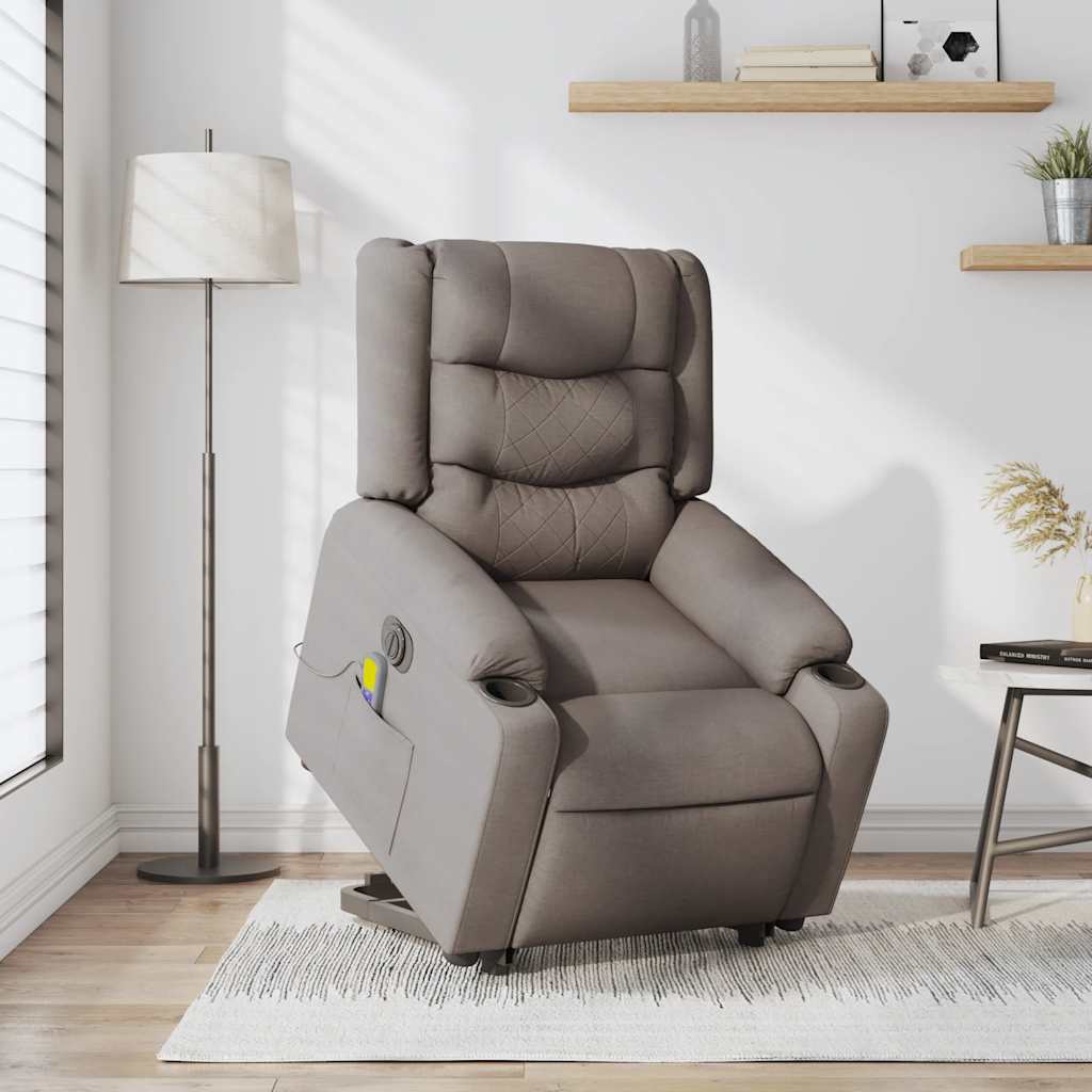 Fauteuil inclinable de massage électrique Taupe Tissu Fauteuils vidaXL