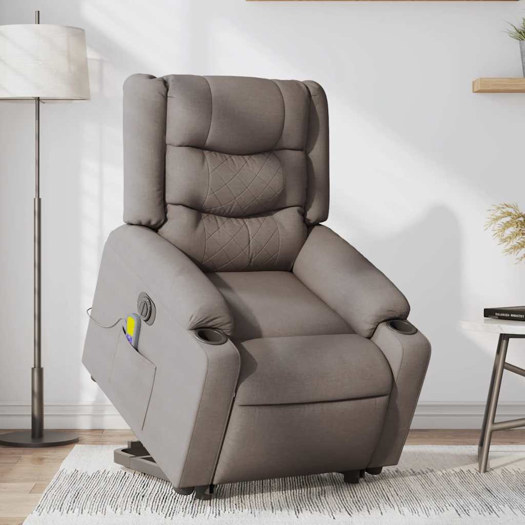 Fauteuil inclinable de massage électrique Taupe Tissu Fauteuils vidaXL