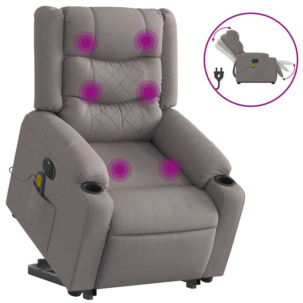 Fauteuil inclinable de massage électrique Taupe Tissu Fauteuils vidaXL