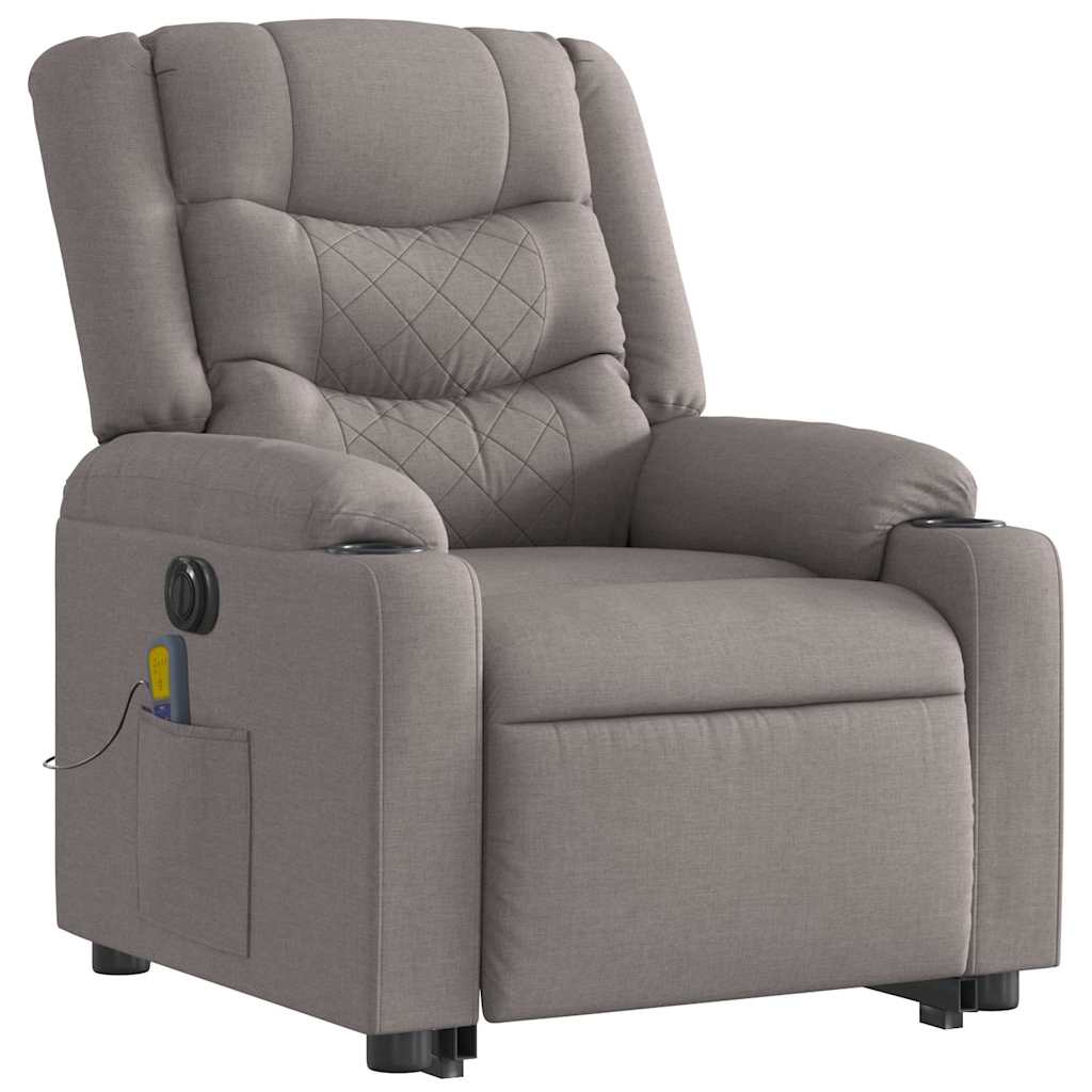 Fauteuil inclinable de massage électrique Taupe Tissu Fauteuils vidaXL