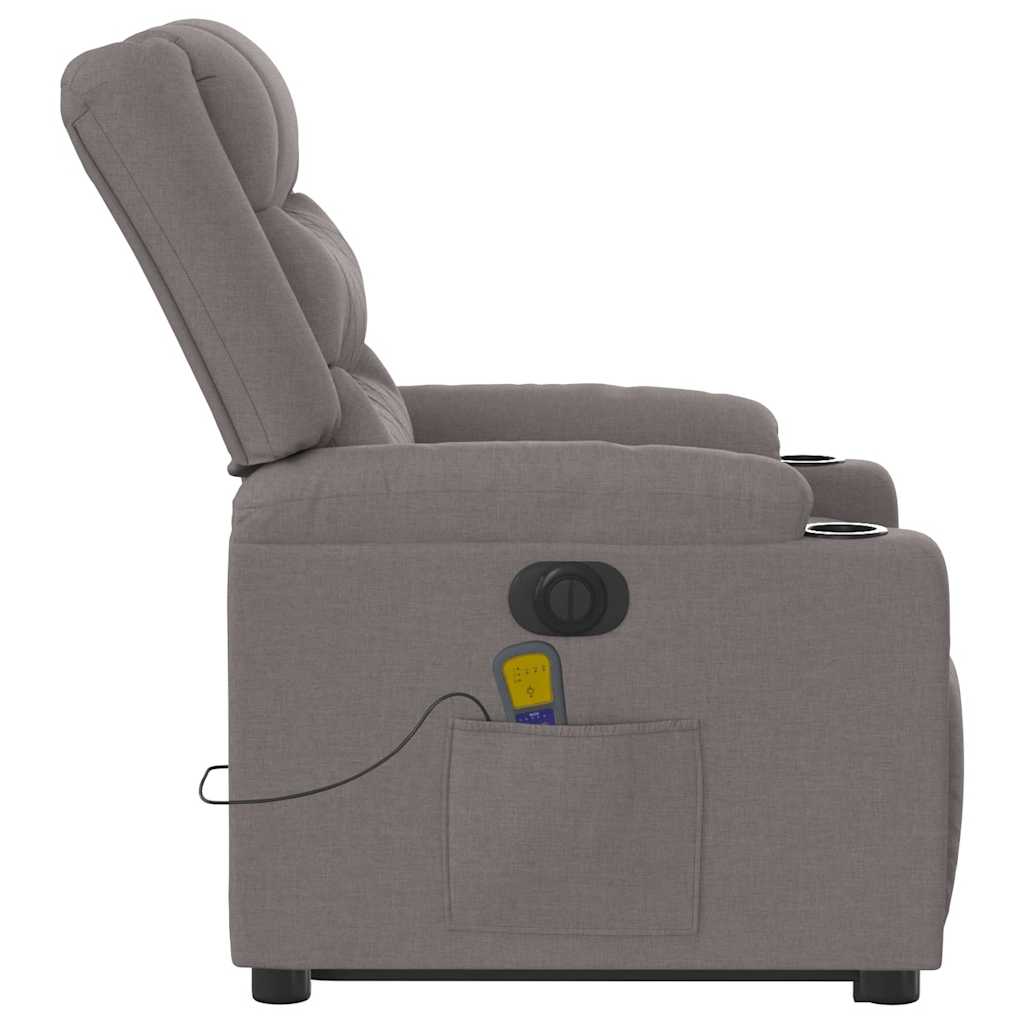 Fauteuil inclinable de massage électrique Taupe Tissu Fauteuils vidaXL