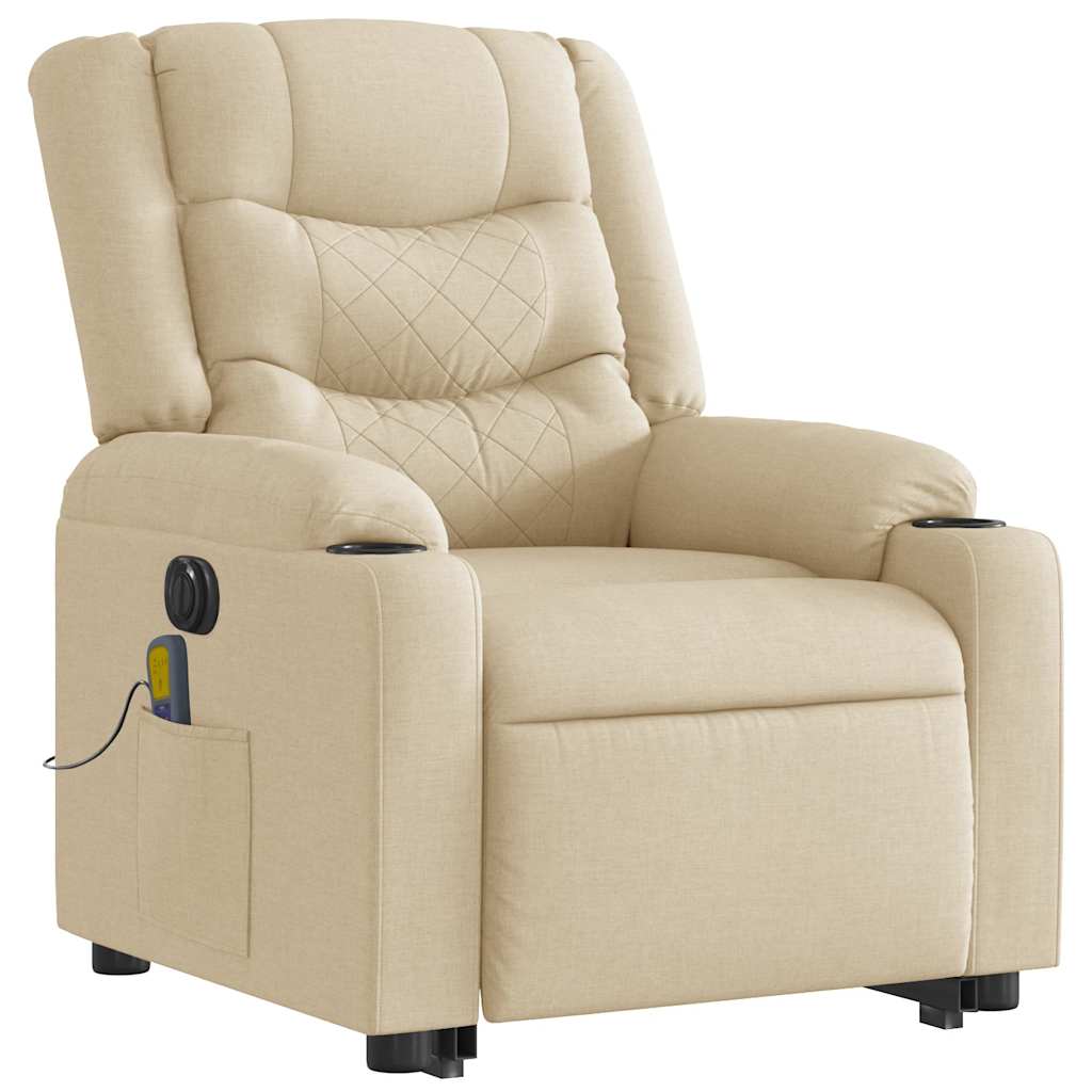 Fauteuil inclinable de massage électrique Crème Tissu Fauteuils vidaXL