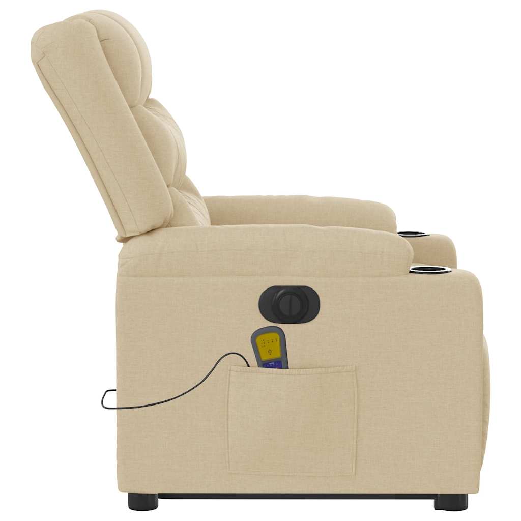 Fauteuil inclinable de massage électrique Crème Tissu Fauteuils vidaXL