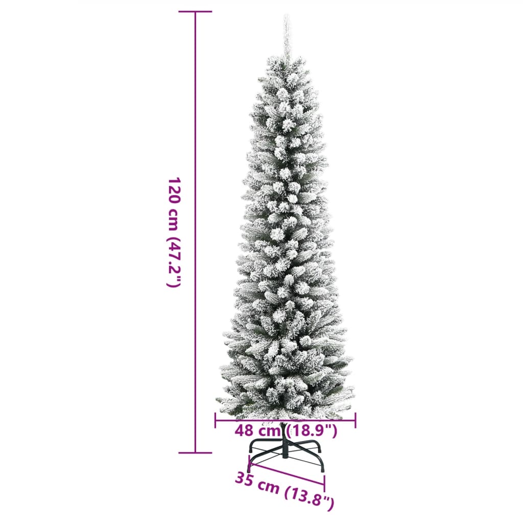 Sapin de Noël artificiel mince avec neige floquée 120 cm PVC/PE - Xios Store SNC