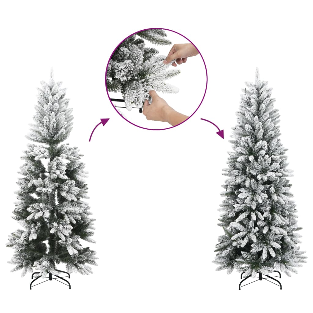 Sapin de Noël artificiel mince avec neige floquée 150 cm PVC/PE - Xios Store SNC