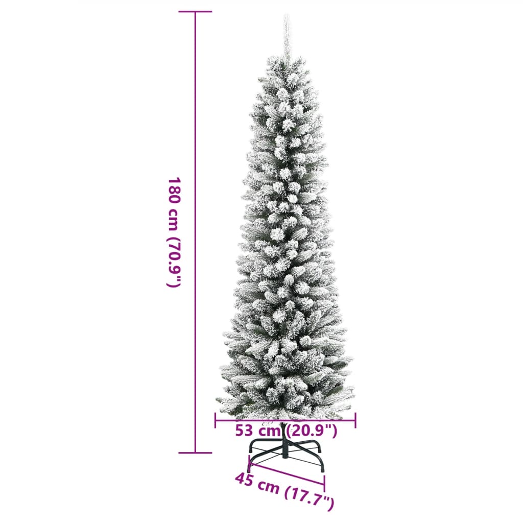 Sapin de Noël artificiel mince avec neige floquée 180 cm PVC/PE - Xios Store SNC