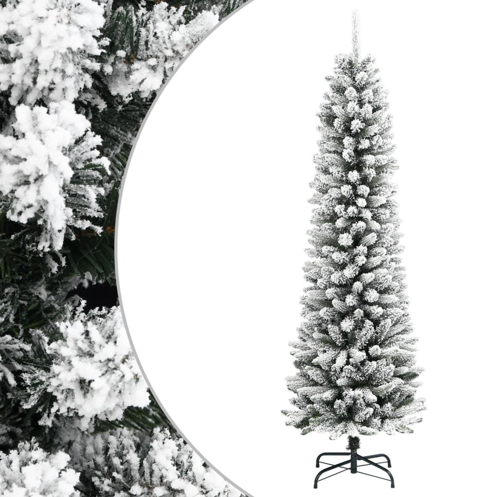 Sapin de Noël artificiel mince avec neige floquée 210 cm PVC/PE - Xios Store SNC