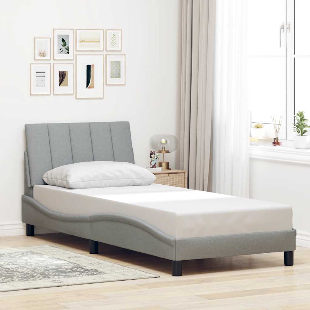 Cadre de lit sans matelas gris clair 90x200 cm tissu Lits & cadres de lit vidaXL