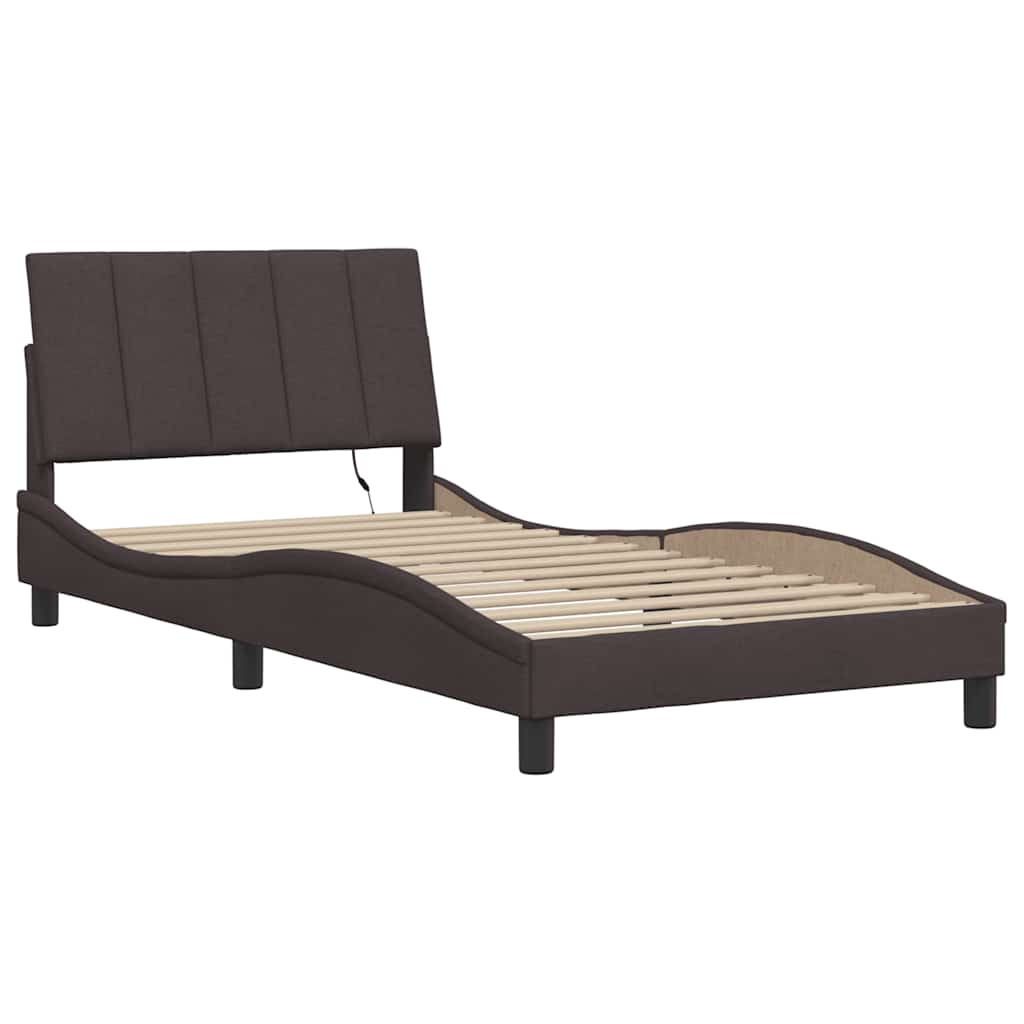 Cadre de lit sans matelas marron foncé 100x200 cm tissu Lits & cadres de lit vidaXL