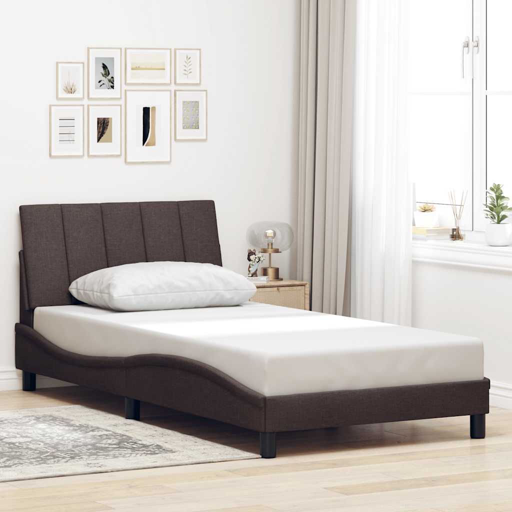 Cadre de lit sans matelas marron foncé 100x200 cm tissu Lits & cadres de lit vidaXL