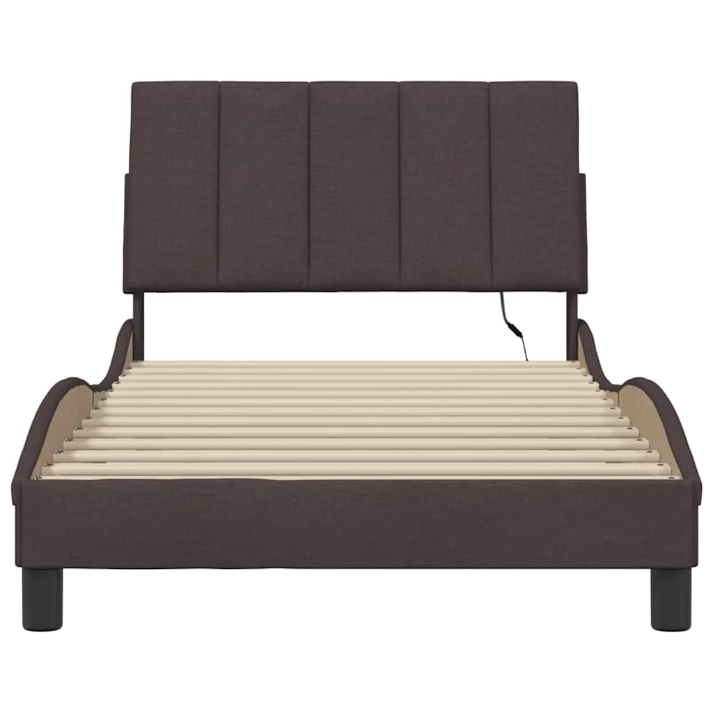 Cadre de lit sans matelas marron foncé 100x200 cm tissu Lits & cadres de lit vidaXL