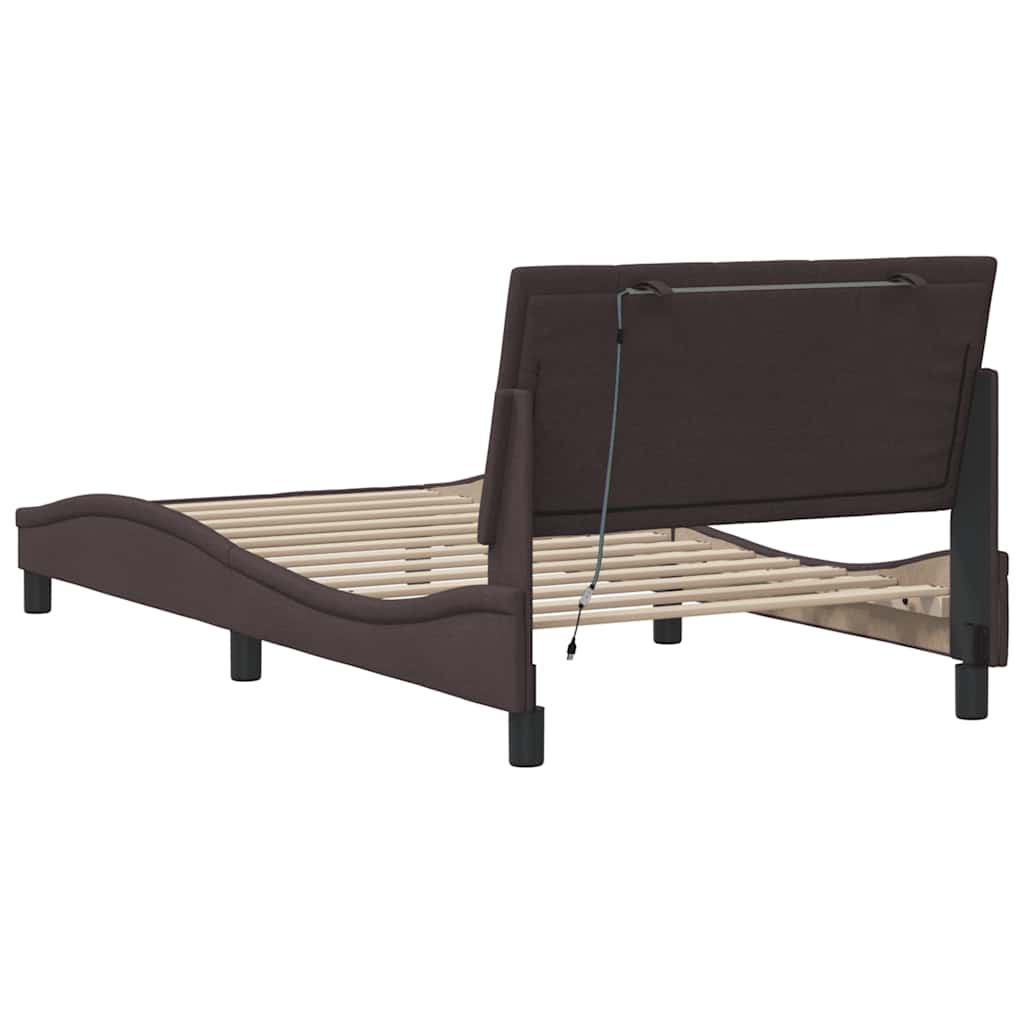 Cadre de lit sans matelas marron foncé 100x200 cm tissu Lits & cadres de lit vidaXL