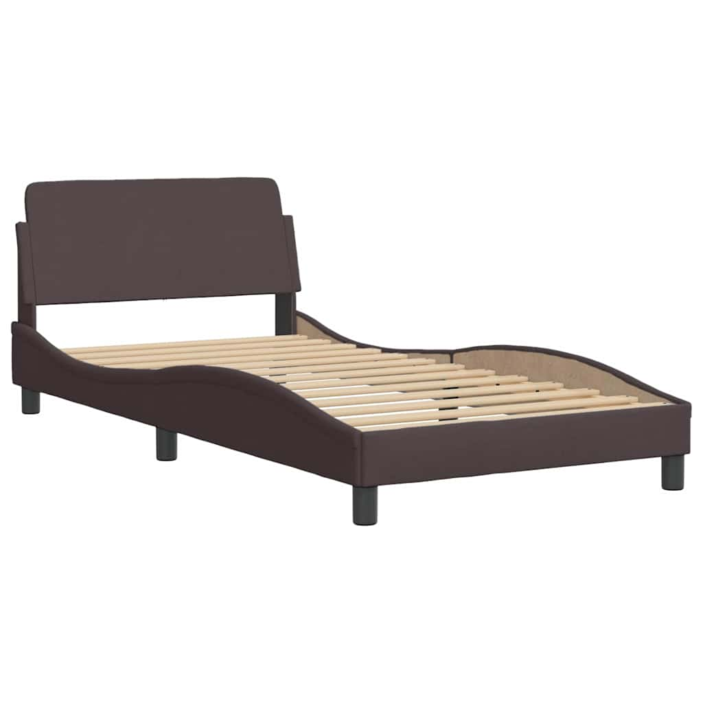 Cadre de lit sans matelas marron foncé 100x200 cm tissu Lits & cadres de lit vidaXL