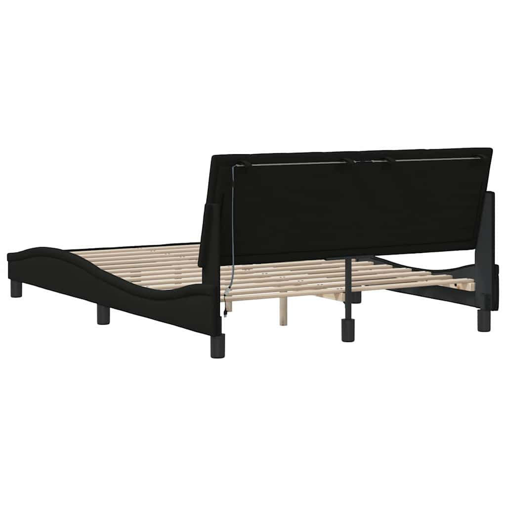 Cadre de lit sans matelas noir 120x200 cm tissu Lits & cadres de lit vidaXL