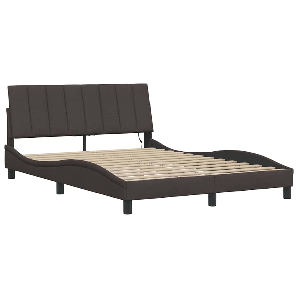 Cadre de lit sans matelas marron foncé 120x200 cm tissu Lits & cadres de lit vidaXL