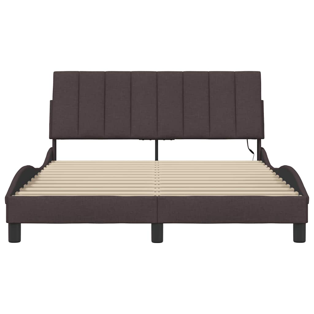 Cadre de lit sans matelas marron foncé 120x200 cm tissu Lits & cadres de lit vidaXL