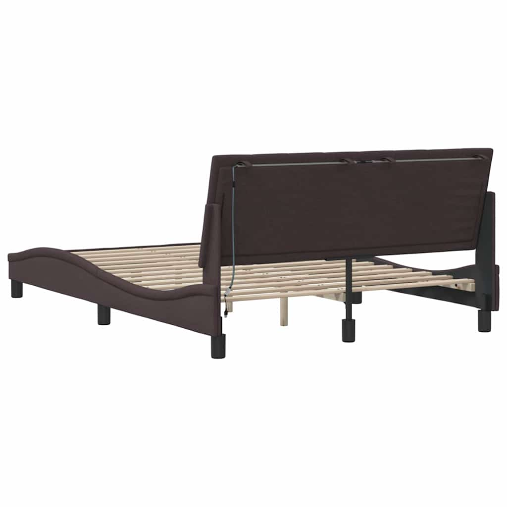 Cadre de lit sans matelas marron foncé 120x200 cm tissu Lits & cadres de lit vidaXL