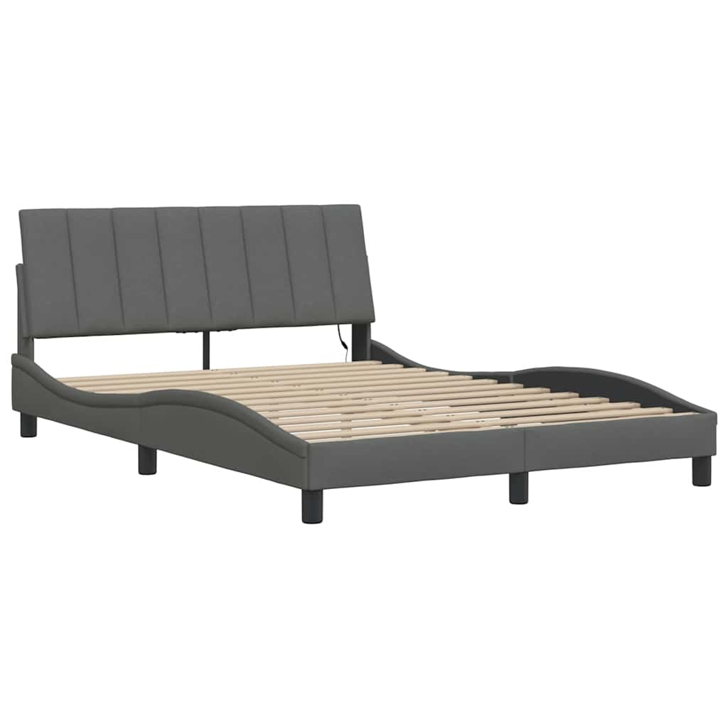 Cadre de lit sans matelas gris foncé 140x190 cm tissu Lits & cadres de lit vidaXL