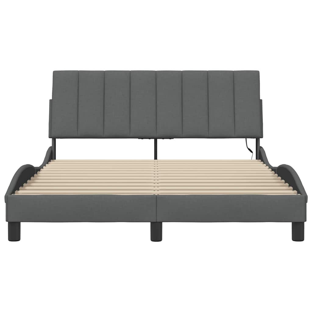 Cadre de lit sans matelas gris foncé 140x190 cm tissu Lits & cadres de lit vidaXL